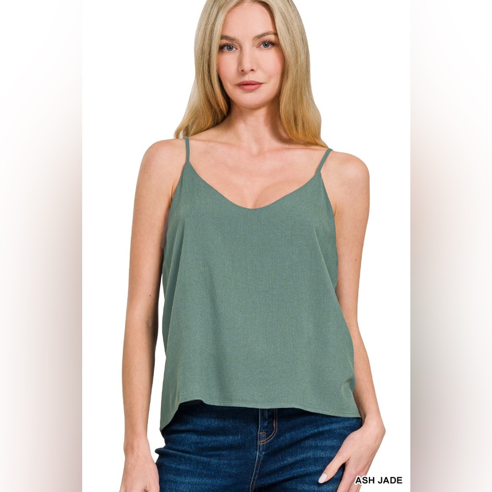 🆕 Zenana 2 LAYERED RAYON SLUB WOVEN CROPPED CAMISOLE